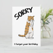 Cute Cat Funny Belated Birthday Kaart (Staand voorkant)
