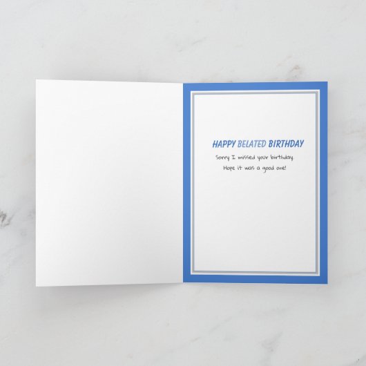 Cute Cat Funny Belated Birthday Kaart (Binnen)