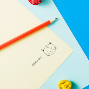 Cute Cat Funny Doodle Kinder douanenaam Zelfinktende Stempel
