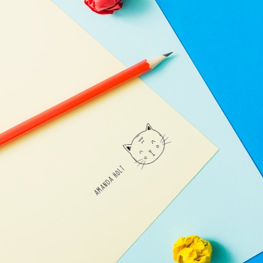 Cute Cat Funny Doodle Kinder douanenaam Zelfinktende Stempel