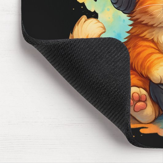 cute cat gamer Mousepad Muismat (Hoek)
