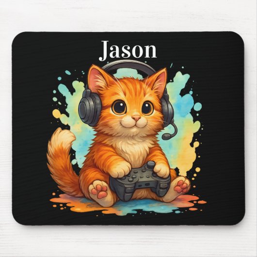 cute cat gamer Mousepad Muismat (Voorkant)