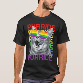 Cute Cat Gay Pride Month Rainbow Flag Sunbril L T-shirt
