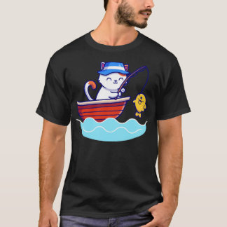 Cute Cat Gevist in het Zee aan boord T-shirt
