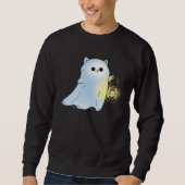 Cute Cat Ghost With Lantern Spook Phantom Hallowee Trui (Voorkant)