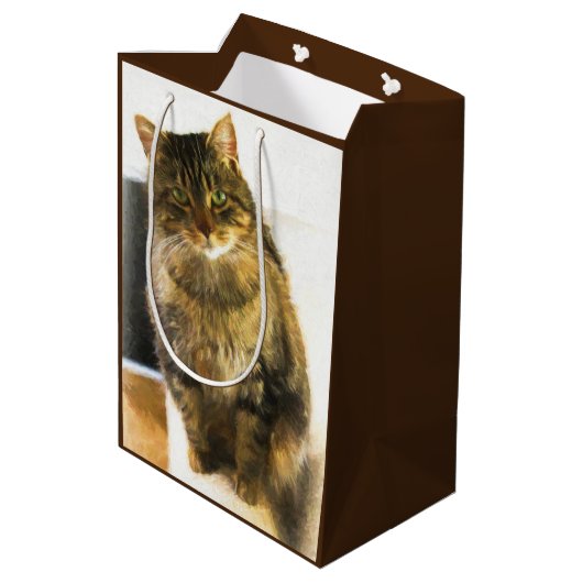 Cute Cat Gift Bag Medium Cadeauzakje (Achterkant Gekanteld)