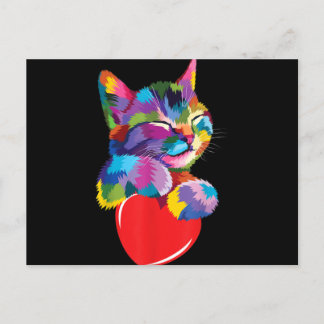 Cute Cat Gift for Kitten Lovers Colorful Art Kat Feestdagenkaart
