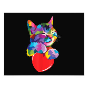Cute Cat Gift for Kitten Lovers Colorful Art Kat Foto Afdruk