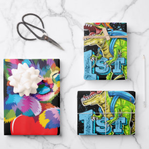 Cute Cat Gift for Kitten Lovers Colorful Art Kat Inpakpapier Vel