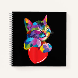 Cute Cat Gift for Kitten Lovers Colorful Art Kat Notitieboek
