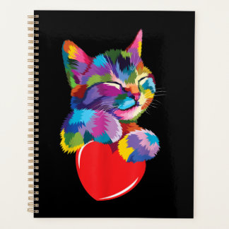 Cute Cat Gift for Kitten Lovers Colorful Art Kat Planner