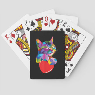 Cute Cat Gift for Kitten Lovers Colorful Art Kat Pokerkaarten