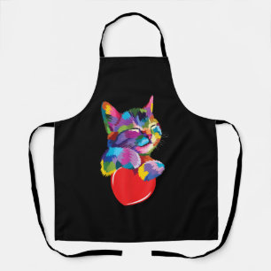 Cute Cat Gift for Kitten Lovers Colorful Art Kat Schort