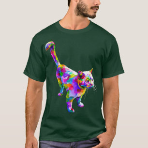 Cute Cat Gift for kitten lovers Colorful Art Kat T-shirt