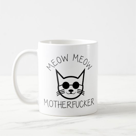 Cute Cat Gift Meow Meow Motherf**** Funny Cat Koffiemok (Links)