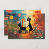 Cute Cat Giraffe Baby Shower Informatiekaartje (Voorkant / Achterkant)