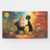 Cute Cat Giraffe Baby Shower Spandoek (Horizontaal)
