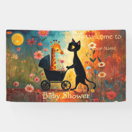Cute Cat Giraffe Baby Shower Spandoek