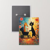 Cute Cat Giraffe Button (Voorkant / Achterkant)