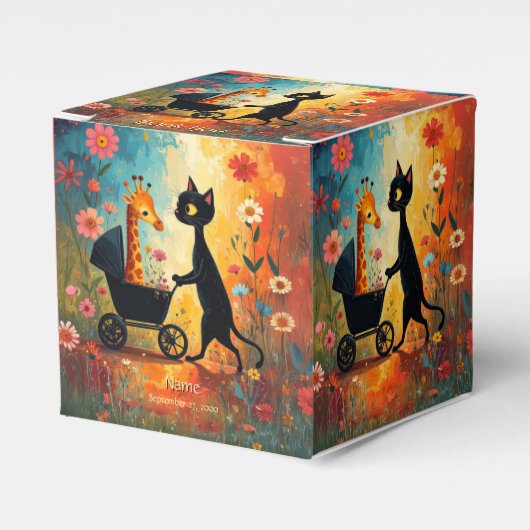 Cute Cat Giraffe Favor Box Bedankdoosjes (Voorkant Zijde)