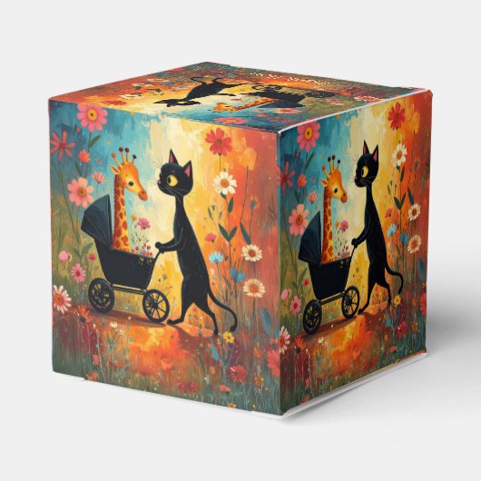 Cute Cat Giraffe Favor Box Bedankdoosjes (Achterkant)
