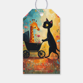 Cute Cat Giraffe Gift Tag Cadeaulabel