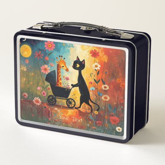 Cute Cat Giraffe Metal Lunch Box (Achterkant)