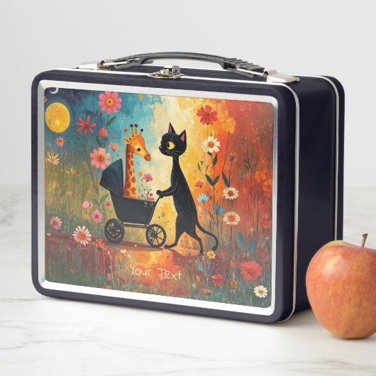 Cute Cat Giraffe Metal Lunch Box (In situ)