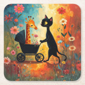 Cute Cat Giraffe Paper Coaster Kartonnen Onderzetters (Voorkant)