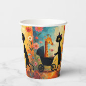 Cute Cat Giraffe Paper Cups Papieren Bekers (Achterkant)