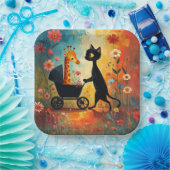 Cute Cat Giraffe Paper Plate Papieren Bordje (Feest)