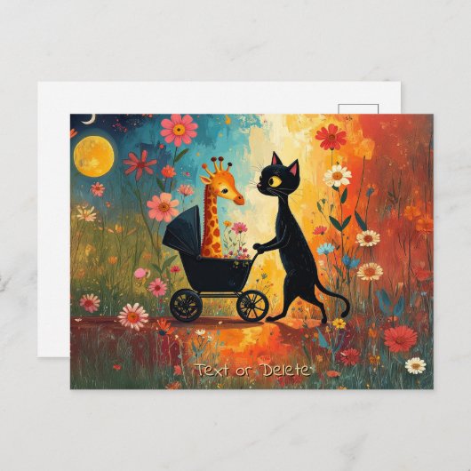 Cute Cat Giraffe Postcard Briefkaart (Voorkant / Achterkant)