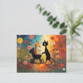 Cute Cat Giraffe Postcard Briefkaart (Staand voorkant)