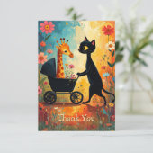 Cute Cat Giraffe Thank You Card Bedankkaart (Staand voorkant)