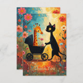 Cute Cat Giraffe Thank You Card Bedankkaart (Voorkant / Achterkant)