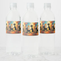 Cute Cat Giraffe Water Bottle Label