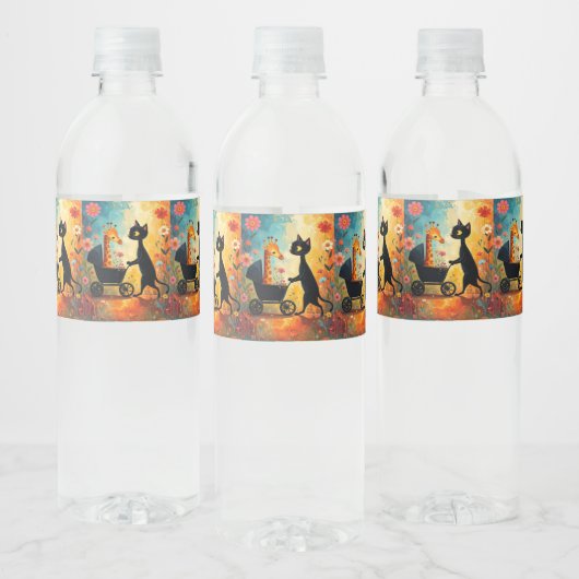 Cute Cat Giraffe Water Bottle Label Waterfles Etiket (Flessen)