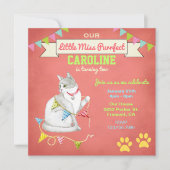 Cute Cat Girls Birthday Party Invitation Kaart (Voorkant)