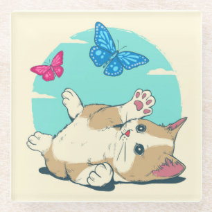 Cute Cat Glass Onderzetter