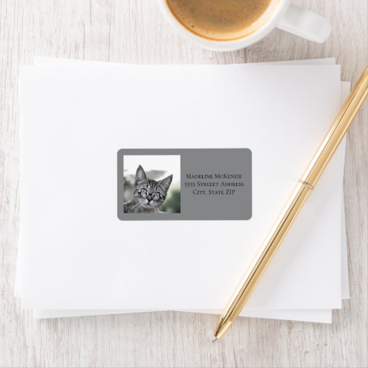 Cute Cat Glasses Grey Address Label (Insitu)