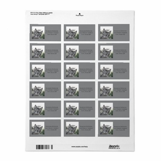 Cute Cat Glasses Grey Address Label (Full Sheet)