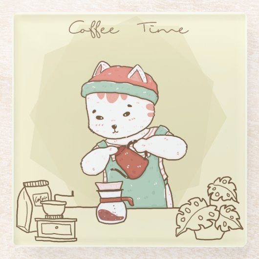 Cute Cat Glazen Onderzetter (Voorkant)