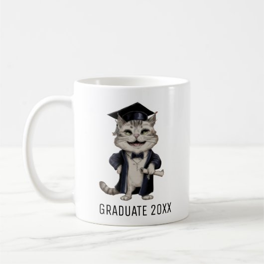 Cute Cat Graduation Personalized Koffiemok (Links)