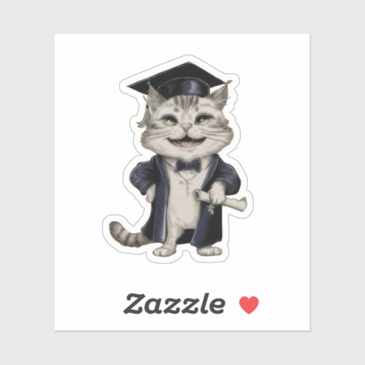 Cute Cat Graduation Sticker (Vel)
