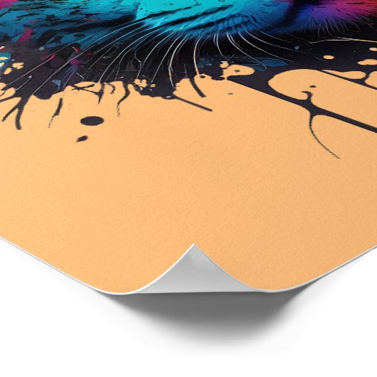 Cute Cat - Graffiti Neon Ink Splash Poster (Hoek)