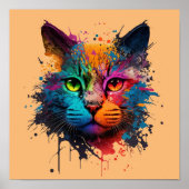 Cute Cat - Graffiti Neon Ink Splash Poster (Voorkant)