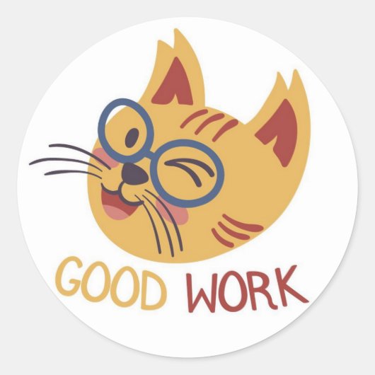 Cute Cat Great Job Sticker (Voorkant)