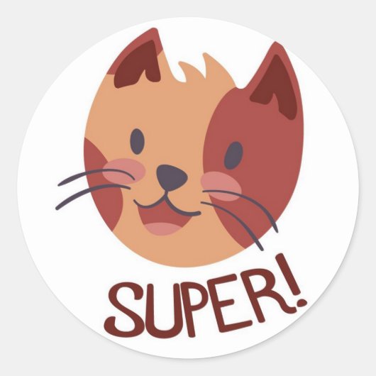 Cute Cat Great Job Sticker (Voorkant)