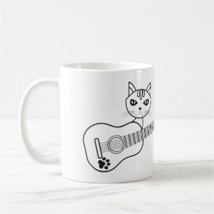 Cute Cat Guitar - Kat Kitten Guitarist Koffiemok