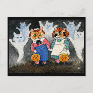 Cute Cat Halloween Art Costume Pumpkin Briefkaart